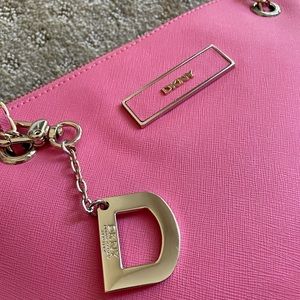 Two-way pink leather shoulder bag by DKNY